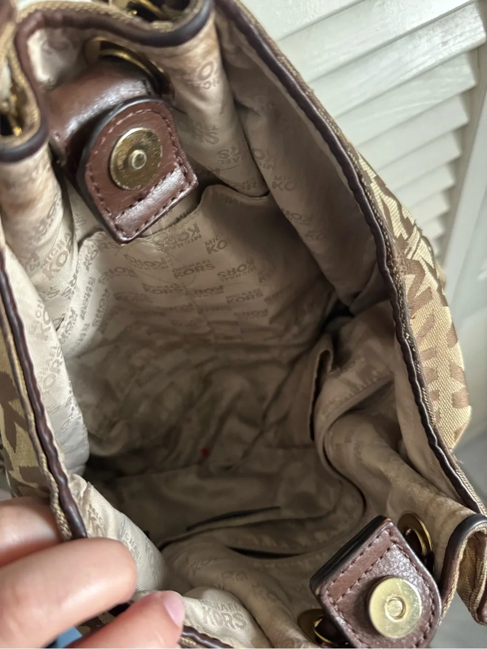 Michael Kors Brown MK Logo Shoulder Bag with Tassel Charm